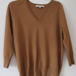 Loft V Neck Camel 3/4 Sleeve Lightweight Pullover